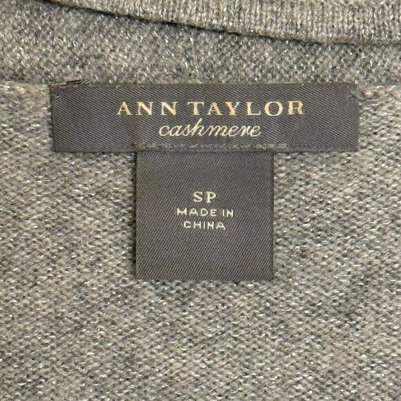 Ann Taylor Cashmere Blend Faux Wrap Sweater Gray Metallic – Size SP - Picture 6 of 9
